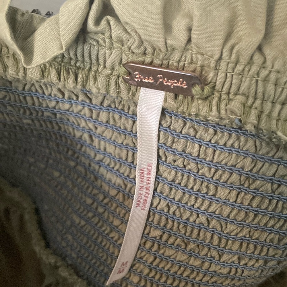 Free People Olive Green Maxi Dress with Blue Tie Straps - Picture 2 of 6